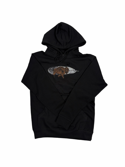 Embroidered Buffalo Feather Hoodie